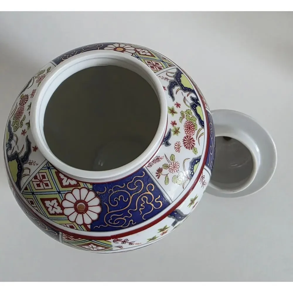 Imari Empress Ginger Jar Urn with Lid Porcelain Floral Vase 8